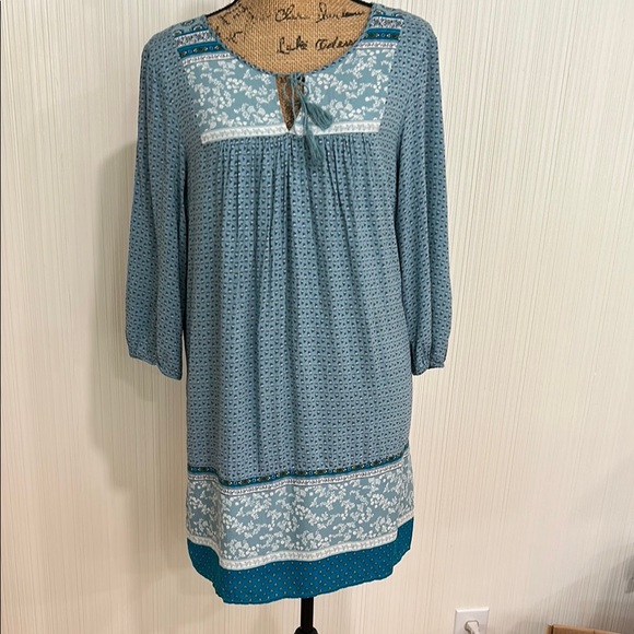 Old Navy Blue Long Sleeve Boho Dress - Picture 1 of 12